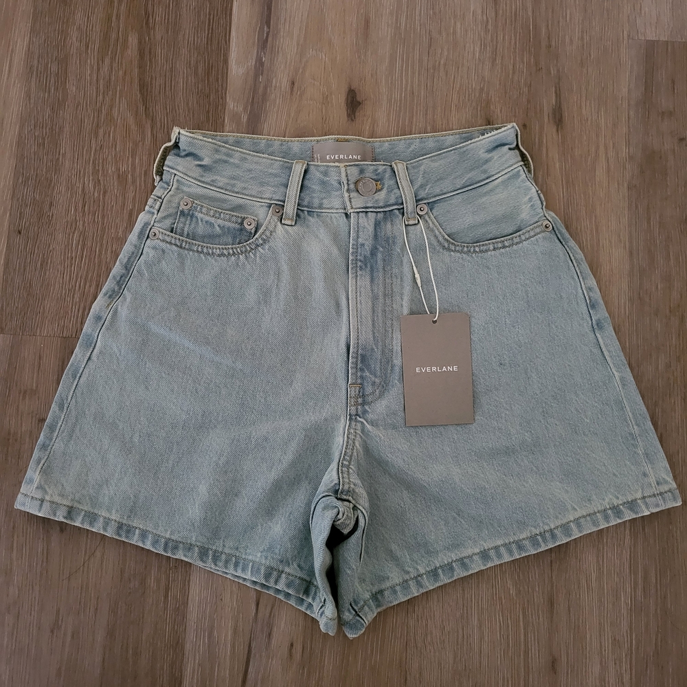 NWT Everlane Women's Denim A-Line Shorts size 23 - Light Blue